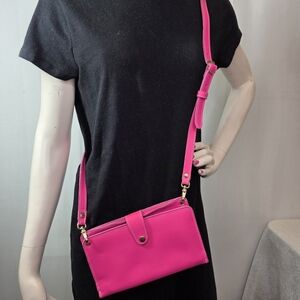 Planner Perfect Hot Pink Leather Everyday Traveler’s Notebook Crossbody Wallet